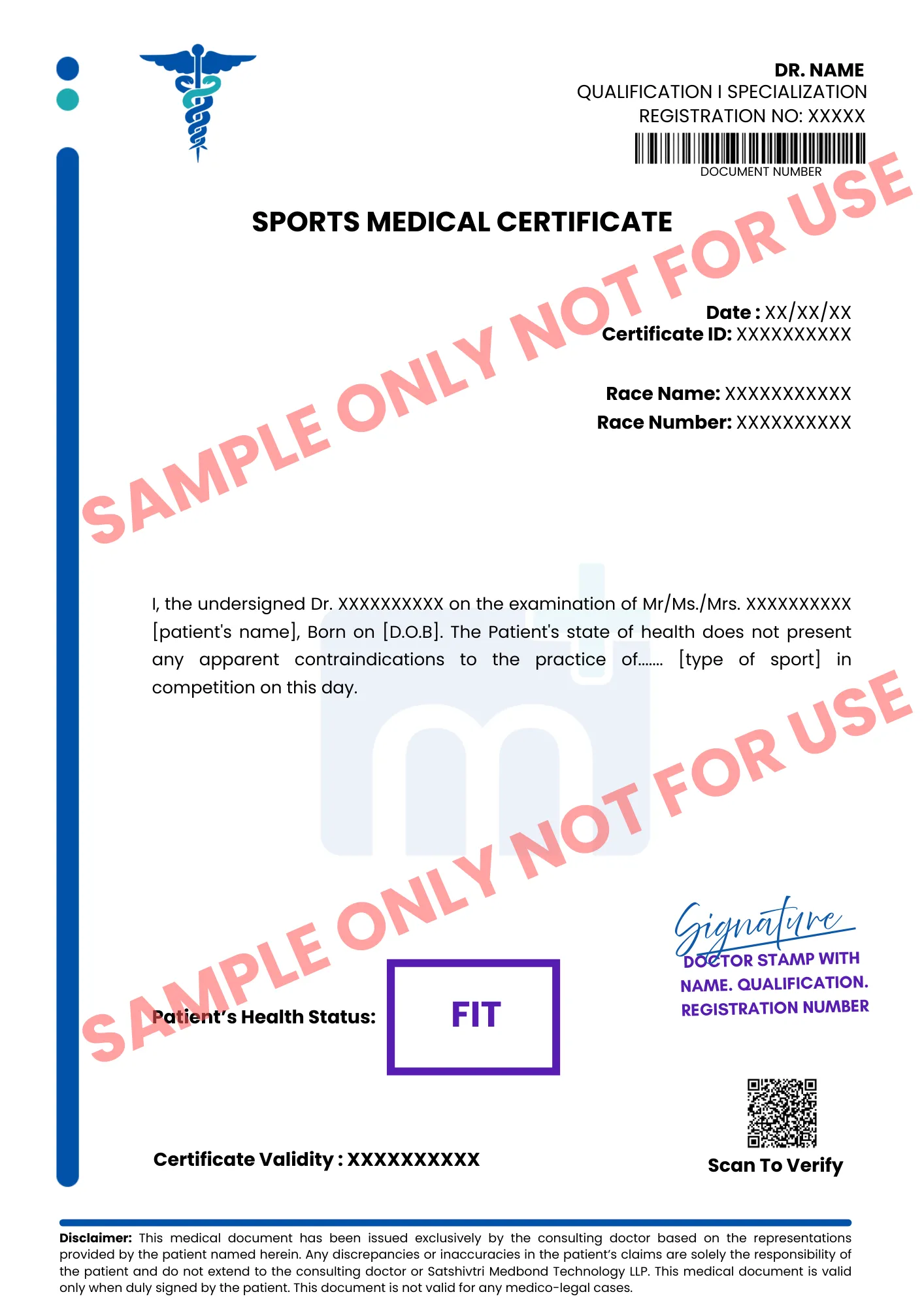 Sample of Sports Medical Certificate [France]